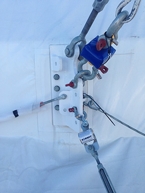 A load cell is installed on Cirque du Soleil's big top tent